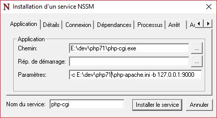 NSSM options